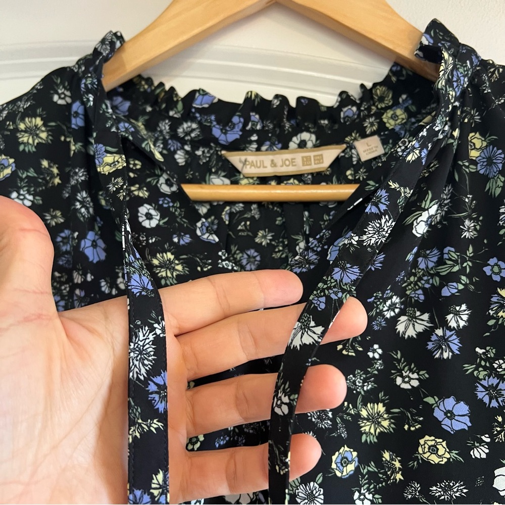 Uniqlo x Paul & Joe floral short sleeve loose fit blouse L excellent condition - Picture 11 of 14